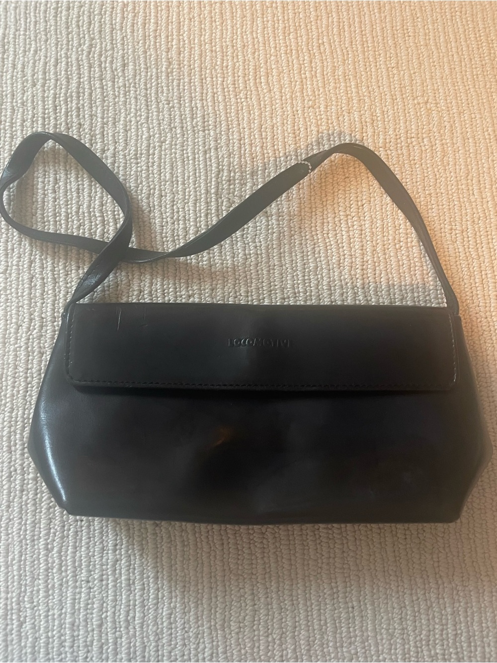 Vintage Black Leather Shoulder Bag c29